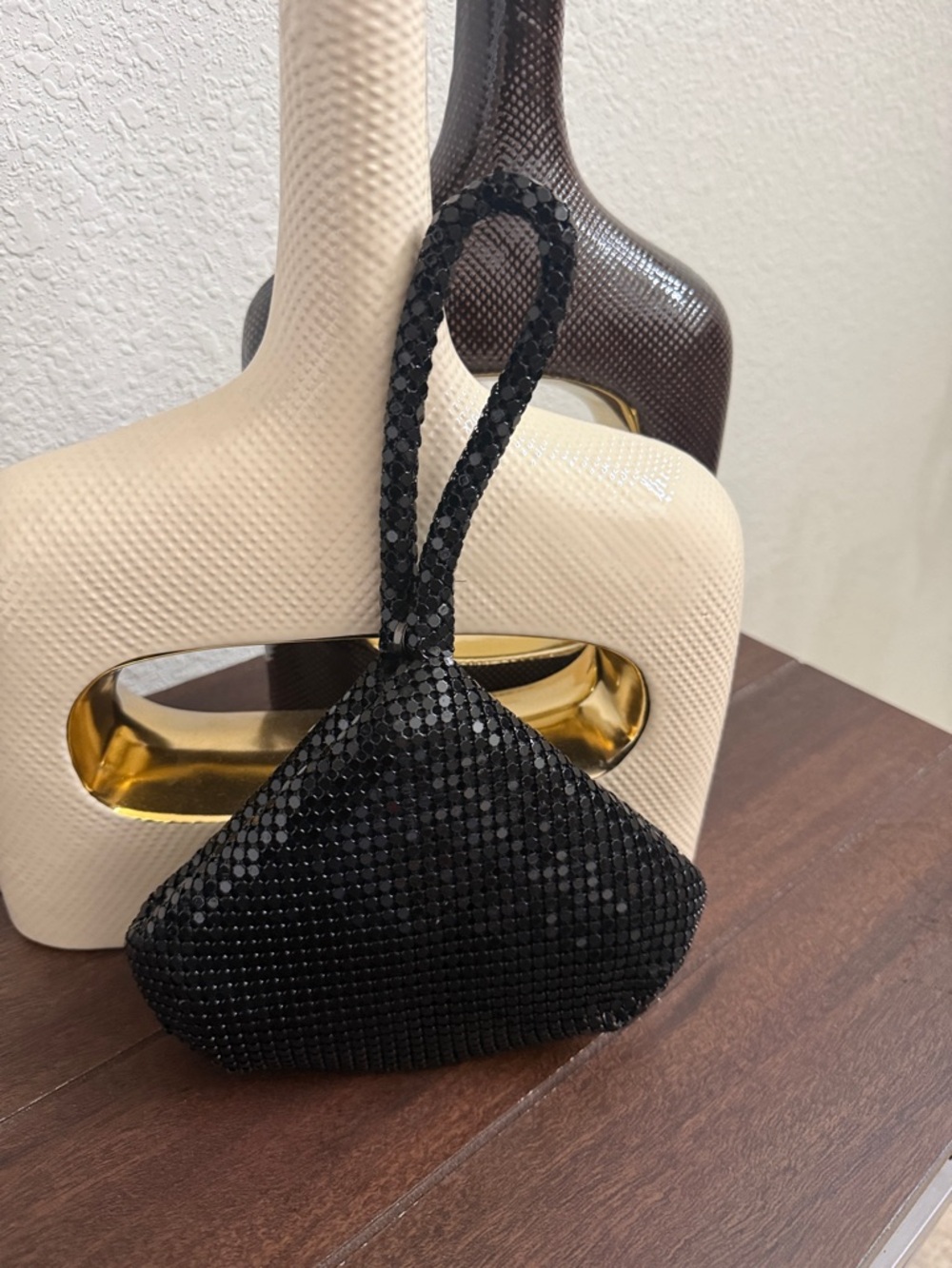 Black Sequin Evening Wristlet Bag - Unbranded